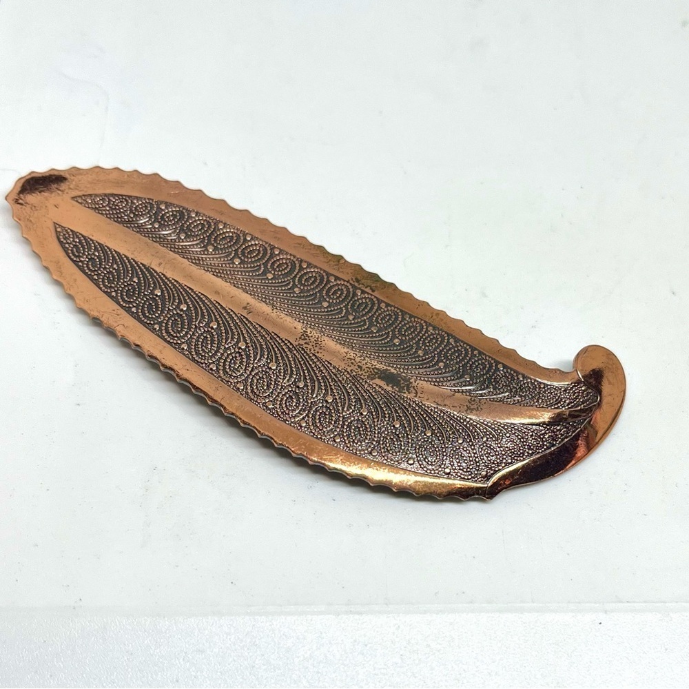 Vintage Large Copper Leaf Brooch
